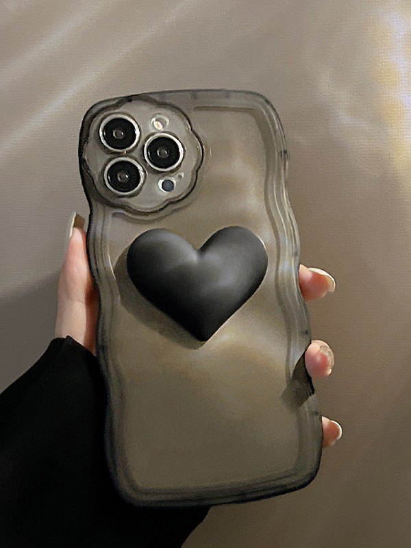 Wave Trim Heart Embellished Phone Case